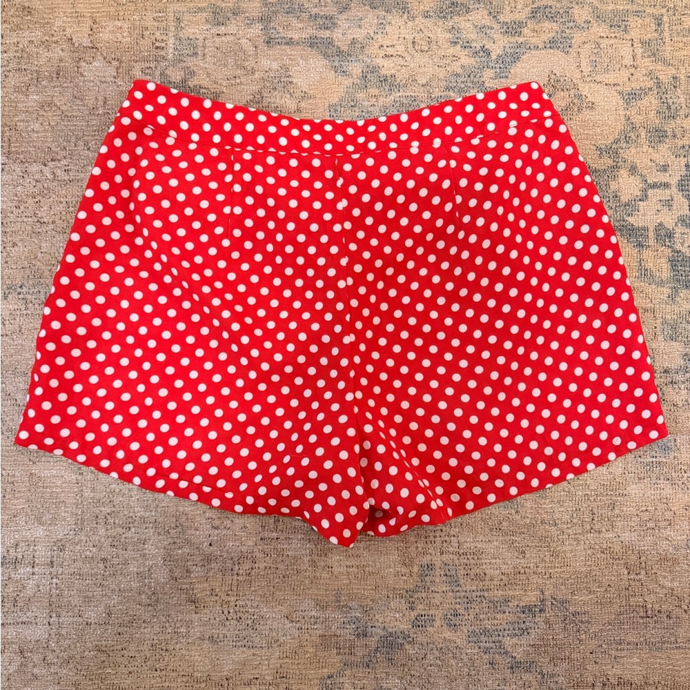 LC Lauren Conrad Disney Red Polka Dot High Waist Bow Ruffle Shorts - Picture 3 of 5